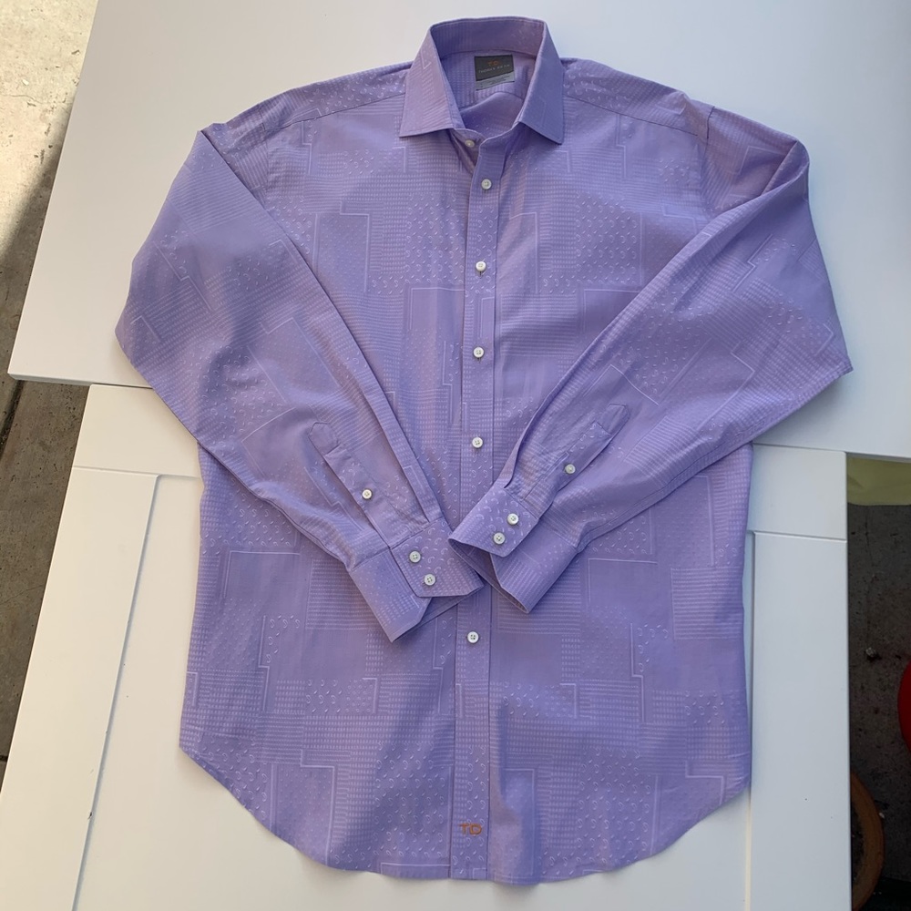 Thomas Dean Large Long Sleeve Light Lavender Shirt
